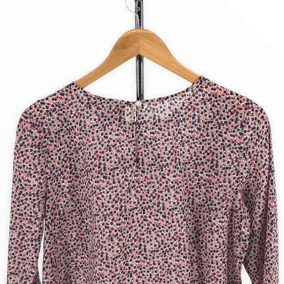 J Crew Mercantile Ditsy Floral Ruffle Trim Cotton 3/4 Sleeve Top NWT - Picture 7 of 12
